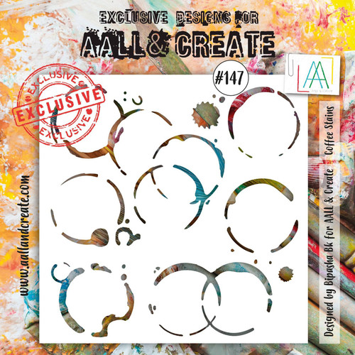 2 Pack - AALL And Create Stencil 6"X6"-Coffee Stains - 5A0023V4-1G6ZQ - 5060600458897
