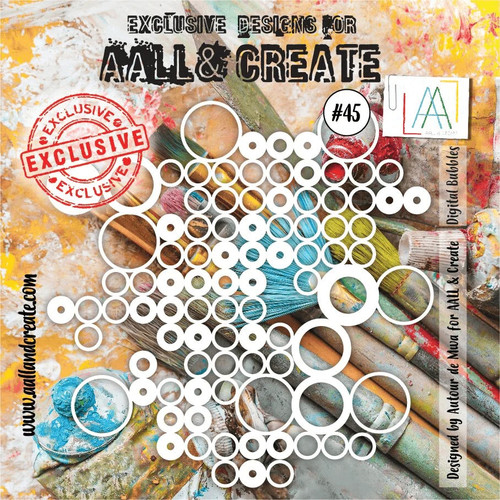 2 Pack AALL And Create Stencil 6"X6"-Digital Bubbles 5A0023TW-1G6ZR - 5060600451898