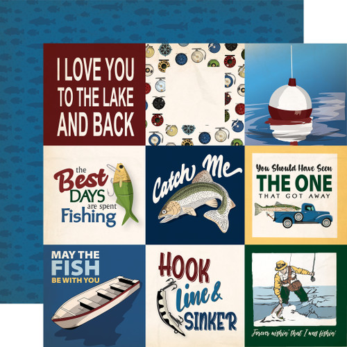 25 Pack Gone Fishing Double-Sided Cardstock 12"X12"-4X4 Journaling Cards 5A0023QQ-1G6XT - 691835414799