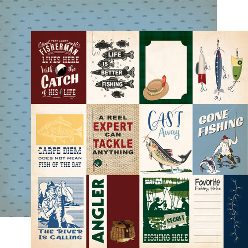 25 Pack Gone Fishing Double-Sided Cardstock 12"X12"-3X4 Journaling Cards 5A0023QQ-1G6WJ - 691835414492