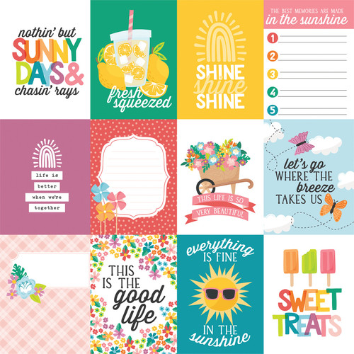 25 Pack Sunny Days Ahead Double-Sided Cardstock 12"X12"-3X4 Journaling Cards 5A0023S3-1G6Z2