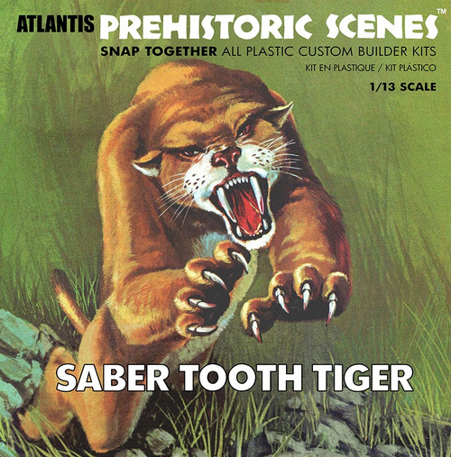 Atlantis Plastic Model Kit-Prehistoric Scenes Saber Tooth Tiger - 5A00242C-1G7CS - 850041894379