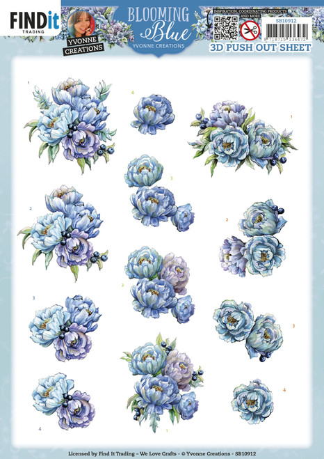 10 Pack Find It Trading Yvonne Creations Punchout Sheet-Blueberry, Blooming Blue 5A0023XS-1G7ZC - 8718715136472