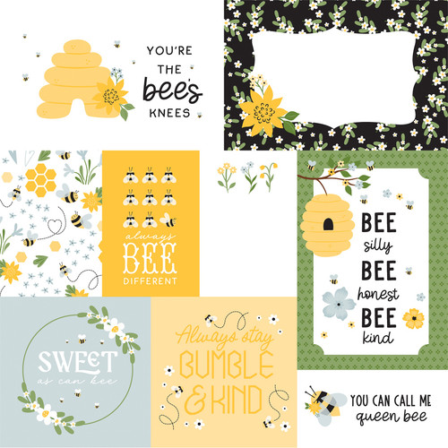 25 Pack Happy As Can Bee Double-Sided Cardstock 12"X12"-Multi Journaling Cards 5A0023SF-1G6XK