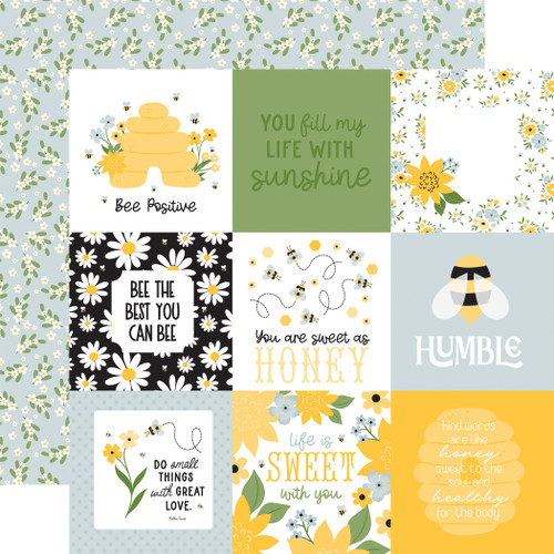 25 Pack Happy As Can Bee Double-Sided Cardstock 12"X12"-4X4 Journaling Cards 5A0023SF-1G6T6 - 691835412696