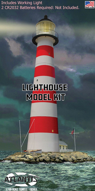 Atlantis Plastic Model Kit-Lighthouse with Light and Diorama Base 5A00242S-1G7D1 - 850041894072