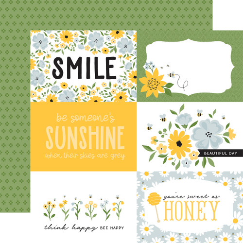 25 Pack Happy As Can Bee Double-Sided Cardstock 12"X12"-6X4 Journaling Cards 5A0023SF-1G6TB - 691835413297