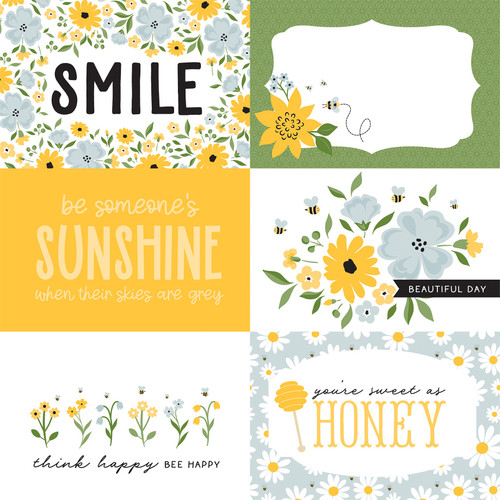 25 Pack Happy As Can Bee Double-Sided Cardstock 12"X12"-6X4 Journaling Cards 5A0023SF-1G6TB