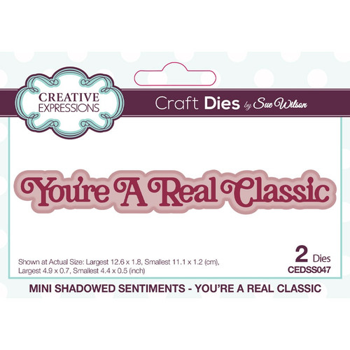 Creative Expressions Mini Shadowed Sentiments Craft Die-You're A Real Classic, By Sue Wilson 5A00243G-1G7F8 - 5055305988480