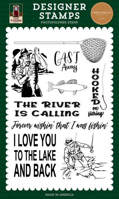 Carta Bella Stamps-Hooked On Fishing, Gone Fishing - 5A0023RN-1G6YK - 691835422091