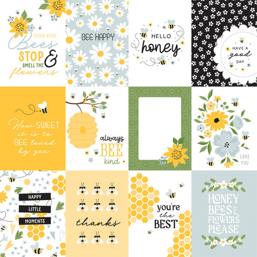 25 Pack Happy As Can Bee Double-Sided Cardstock 12"X12"-3X4 Journaling Cards 5A0023SF-1G6TN