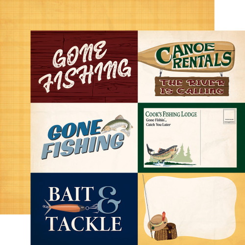 25 Pack Gone Fishing Double-Sided Cardstock 12"X12"-6X4 Journaling Cards 5A0023QQ-1G6TK - 691835415390