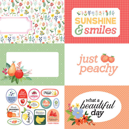 25 Pack Fruit Stand Double-Sided Cardstock 12"X12"-6X4 Journaling Cards 5A0023T2-1G6VL