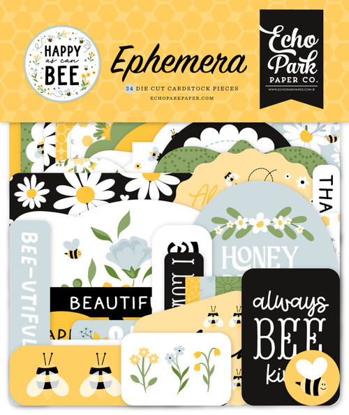 Echo Park Cardstock Ephemera-Icons, Happy As Can Bee 5A0023S0-1G6YX - 691835414195