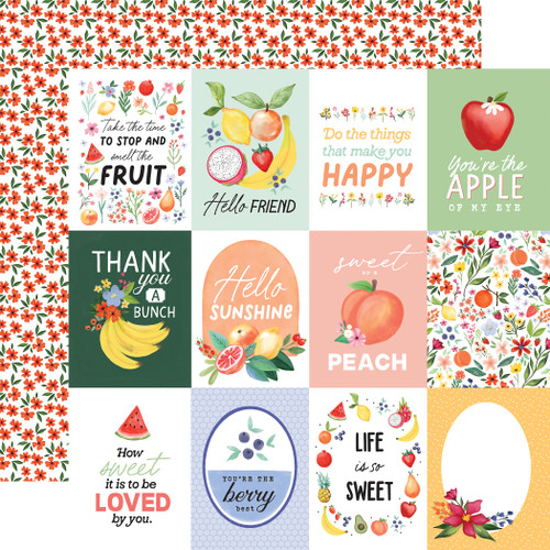 25 Pack Fruit Stand Double-Sided Cardstock 12"X12"-3X4 Journaling Cards 5A0023T2-1G6V1 - 691835418490