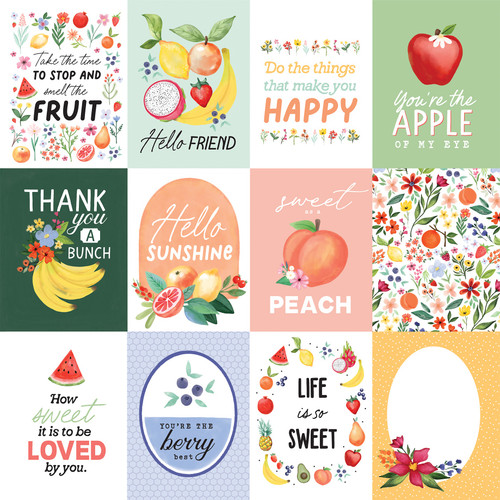 25 Pack Fruit Stand Double-Sided Cardstock 12"X12"-3X4 Journaling Cards 5A0023T2-1G6V1