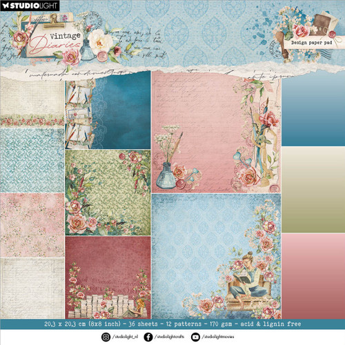 Studio Light Vintage Diaries Background Paper Pad 8"X8"-Nr. 177, Design 5A0023MZ-1G6PX - 8713943151297