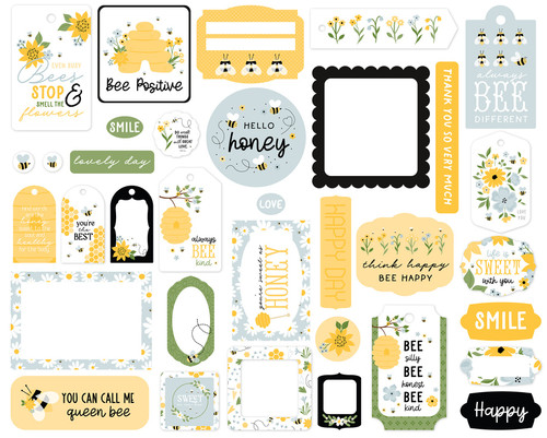 Echo Park Cardstock Ephemera-Frames & Tags, Happy As Can Bee 5A0023T3-1G6Z3