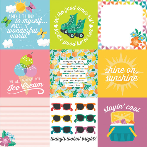 25 Pack Sunny Days Ahead Double-Sided Cardstock 12"X12"-4x4 Journaling Cards 5A0023S3-1G6W8