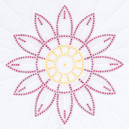 Jack Dempsey Stamped White Quilt Blocks 18"X18" 6/Pkg-Cross-Stitch Flower - 5A00234V-1G6Q5