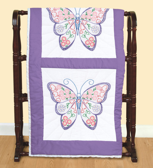 Jack Dempsey Stamped White Quilt Blocks 18"X18" 6/Pkg-Butterfly - 5A00234X-1G6QB Jack Dempsey Stamped White Quilt Blocks 18"X18" 6/Pkg-Butterfly - 5A00234X-1G6QB