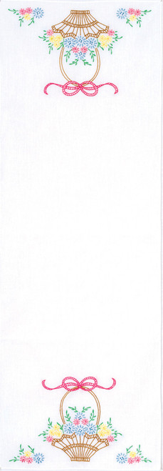 Jack Dempsey Stamped Table Runner/Scarf 15"X42"-Basket Of Daisies - 5A002347-1G6QG Jack Dempsey Stamped Table Runner/Scarf 15"X42"-Basket Of Daisies - 5A002347-1G6QG