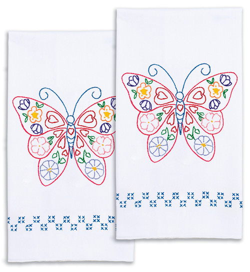 Jack Dempsey Stamped Decorative Hand Towel Pair 17"X28"-Butterfly - 5A00234D-1G6QL