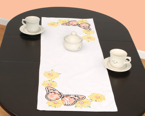 Jack Dempsey Stamped Table Runner/Scarf 15"X42"-Butterflies - 5A002357-1G6QT