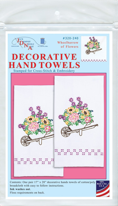 Jack Dempsey Stamped Decorative Hand Towel Pair 17"X28"-Wheelbarrow  5A00234P-1G6QY - 013155022407