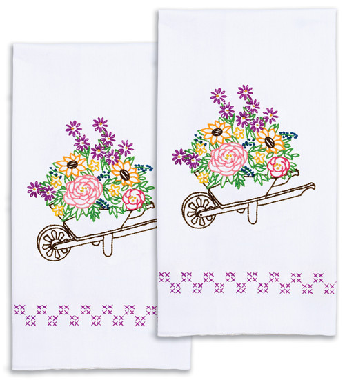 Jack Dempsey Stamped Decorative Hand Towel Pair 17"X28"-Wheelbarrow  5A00234P-1G6QY