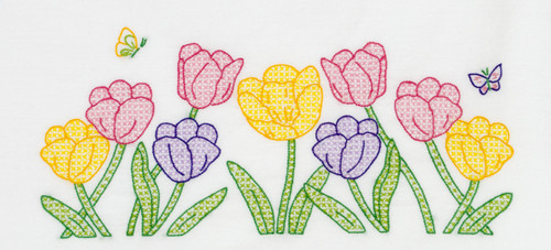 Jack Dempsey Stamped Pillowcases W/White Lace Edge 2/Pkg-Beautiful Blooms - 5A002356-1G6R0