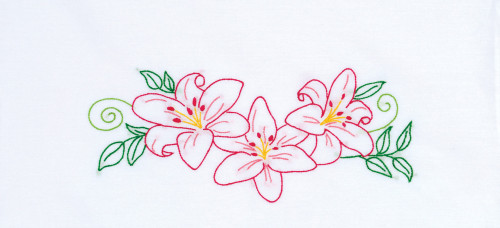 Jack Dempsey Stamped Pillowcases W/White Perle Edge 2/Pkg-Lillies - 5A00234L-1G6R5