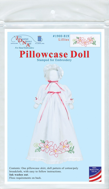 Jack Dempsey Stamped White Pillowcase Doll Kit-Lillies 5A00235C-1G6Q3 - 013155888195