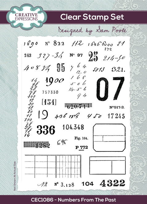 Creative Expressions Clear Stamp Set 6"X8" By Sam Poole-Numbers From The Past 5A00243L-1G7DX - 5055305988831