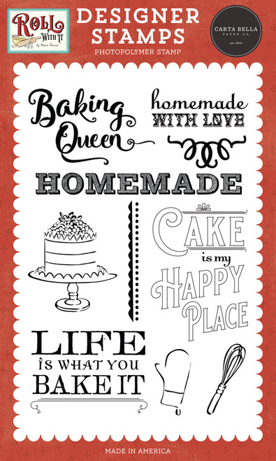 Carta Bella Stamps-Cake Is My Happy Place, Roll With It - 5A0023TD-1G6W4 - 691835428994