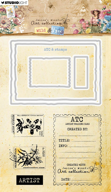 Jenine's Mindful Art Wild & Free Stamp & Die Set-Nr. 82, ATC & & Stamps 5A0023P0-1G6L5 - 8713943151808