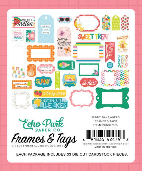 Echo Park Cardstock Ephemera-Frames & Tags, Sunny Days Ahead - 5A0023RH-1G6WV