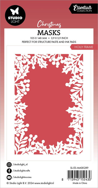 Studio Light Essentials 4.13"X5.83" Stencil-Nr. 289, Holly Frame - 5A0023HP-1G6LJ
