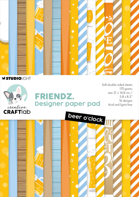Studio Light Friendz Paper Pad 8.25"X5.83" 24/Pkg-Nr. 179, Beer O'Clock - 5A0023GH-1G6H6 - 8713943151402