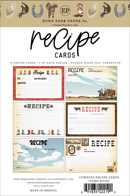 Echo Park Recipe Cards-Cowboys - 5A0023Q2-1G6Y3