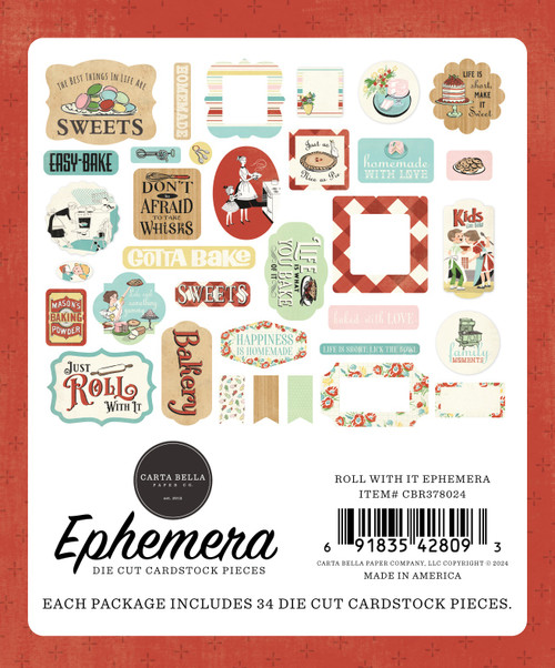 Carta Bella Cardstock Ephemera-Icons, Roll With It 5A0023RD-1G6S0