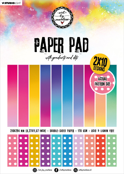 Art By Marlene Essentials Paper Pad 8.25"X11.5" 20/Pkg-Nr. 160, Gradients And Dots - 5A0023K8-1G6K9 - 8713943150740 Art By Marlene Essentials Paper Pad 8.25"X11.5" 20/Pkg-Nr. 160, Gradients And Dots - 5A0023K8-1G6K9 - 8713943150740