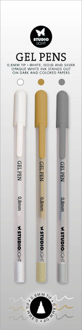 Studio Light Essentials Gel Pens 3/Pkg-Nr. 01, White, Gold & Silver 5A0023LB-1G6LW - 8713943152393