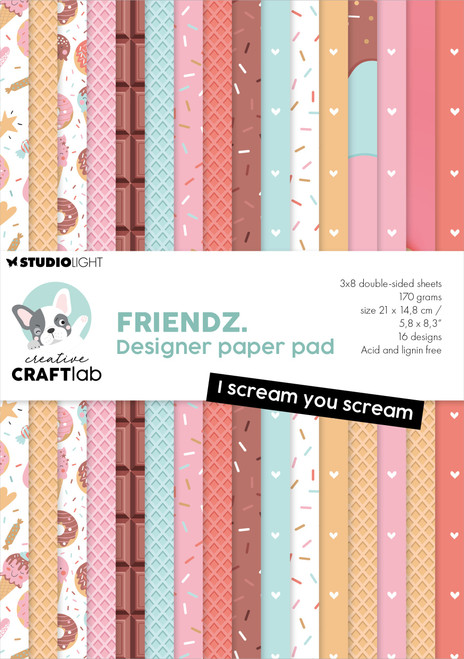 Studio Light Freindz Paper Pad 8.25"X5.83" 24/Pkg-Nr. 191, I Scream You Scream 5A0023KF-1G6M0 - 8713943152287