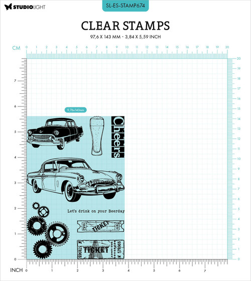 Studio Light Gearhead's Workshop Clear Stamps-Nr. 674, Beer & Cars 5A0023N9-1G6HW