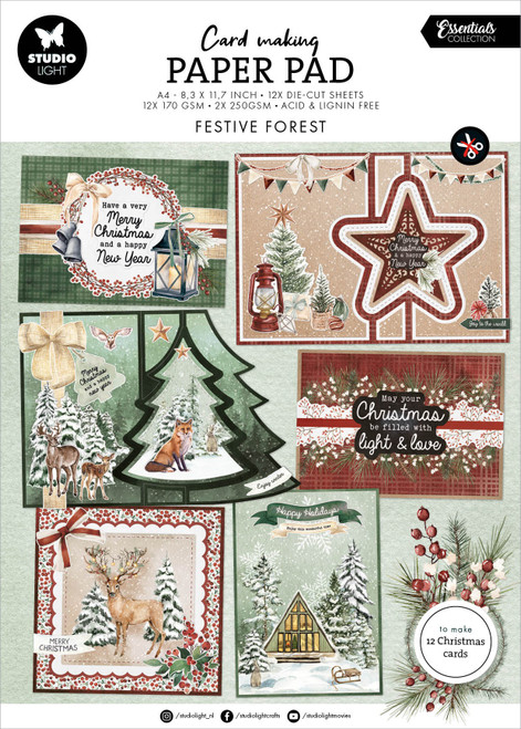 Studio Light Essentials Card Making Pad 14/Pkg-Nr. 13, Festive Forest 5A0023N4-1G6HX - 8713943152508