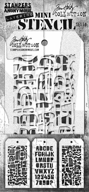 Tim Holtz Mini Layered Stencil Set 3/Pkg-#58 - MTS-1G63F - 691835435602