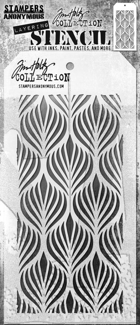 Tim Holtz Layered Stencil 4.125"X8.5"-Deco Feather THS-1G63G - 691835435503