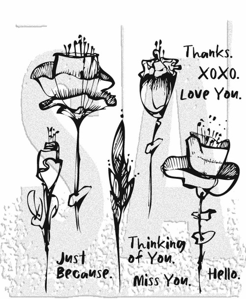Tim Holtz Cling Stamps 7"X8.5"-Abstract Florals - CMS-1G62W - 691835436302