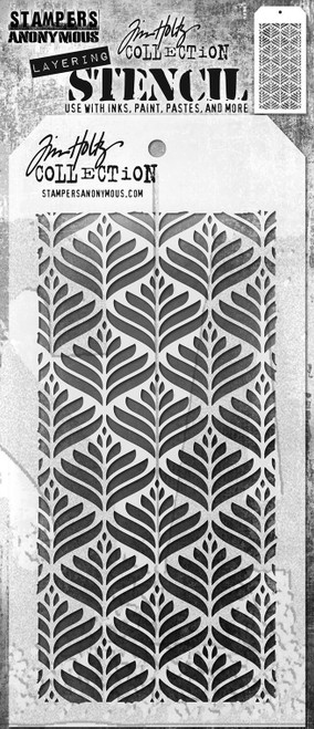 Tim Holtz Layered Stencil 4.125"X8.5"-Deco Leaf - THS-1G62Y - 691835435305